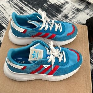 Adidas Blue and Red Sneakers with Bold Design
